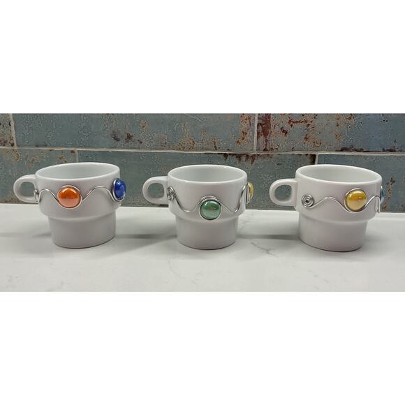 Upcycled Art Thomas Rosenthal Germany A22 Stackable Ceramic Mugs Set of 3 - Picture 4 of 15